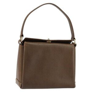 Authentic GUCCI Shoulder Bag Leather Brown Gold
